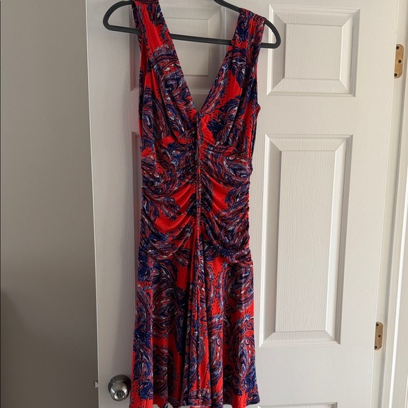 White House Black Market Ruched tie shoulder midi dress - Picture 3 of 6